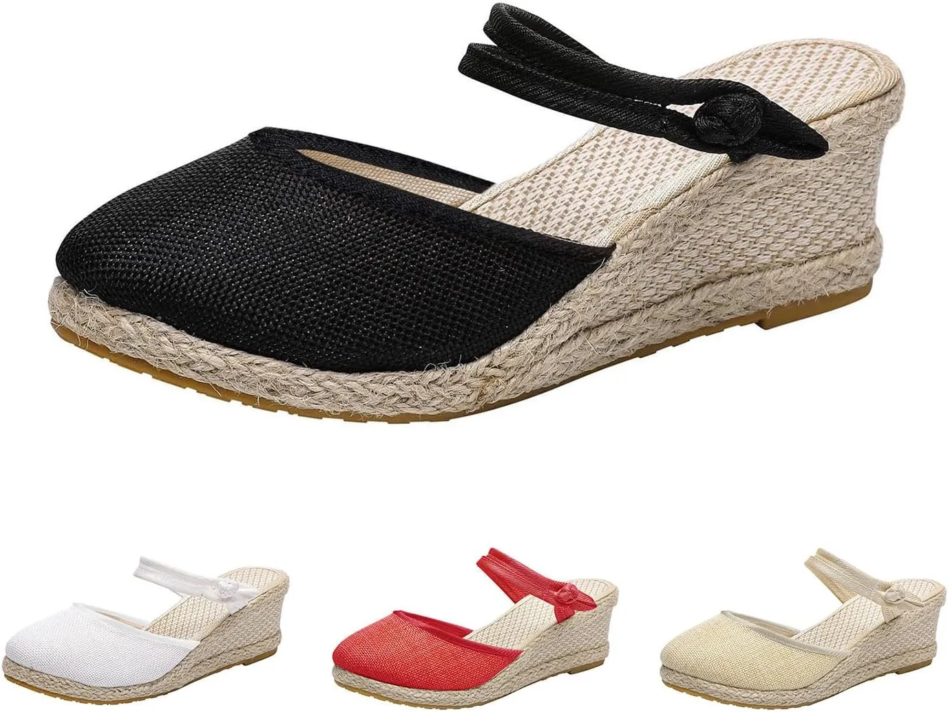 Closed Toe Slippers for Women Summer Comfortable Sandals Dressy 2025 Fashion Wedge Platform Espadrilles Mid Heel Breathable Wedges Beach Vacation Shoes Non Slip Bow Decoration Sandals