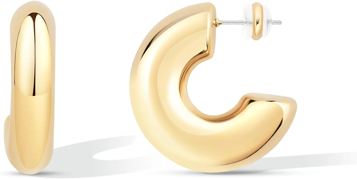 CoBi 18K Gold Plated Hoop Earrings for Women, Small Teardrop Earrings, Silver Twisted Hoop Earrings, CZ Hoop Earrings, Womens Everyday Jewelry Hypoallergenic, Chunky Thick Hoops, Ideal Gifts Choice