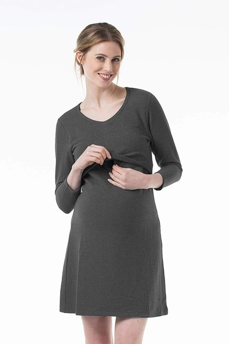 Colby Empire Maternity Dress D.Grey