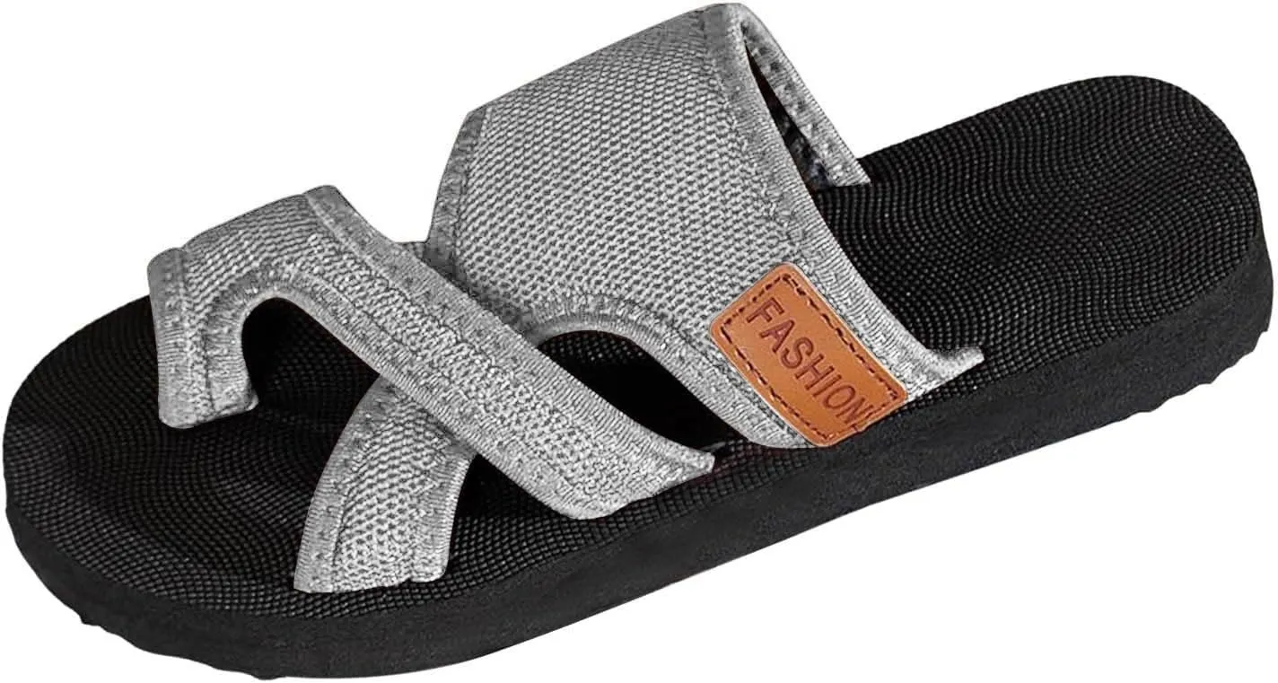 Comfy Orthopedic Sandals for Women Flip Flops Split Toe Stylish Slide Non-Slip Sole Ladies Summer Casual Slip on Ring Loop Breathable Mesh Walking Slides Flat Beach Wide Width Flipflops
