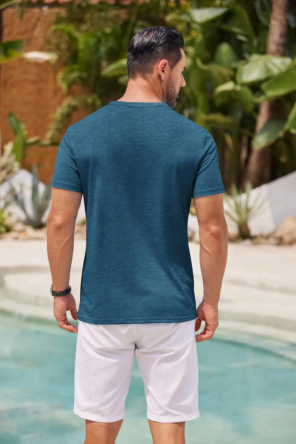COOFANDY Men's Henley Shirts Short Sleeve Casual Basic Henley Tee Summer Button Lightweight Stretch T Shirts