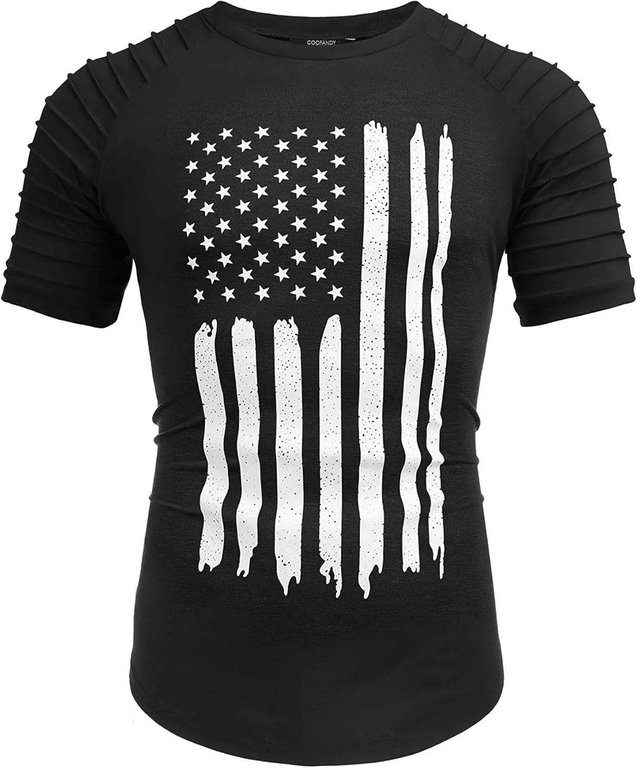 COOFANDY Men's Muscle T-Shirt Pleated Raglan Sleeve Bodybuilding Gym Tee Short Sleeve Fashion Workout Shirts Hipster Shirt