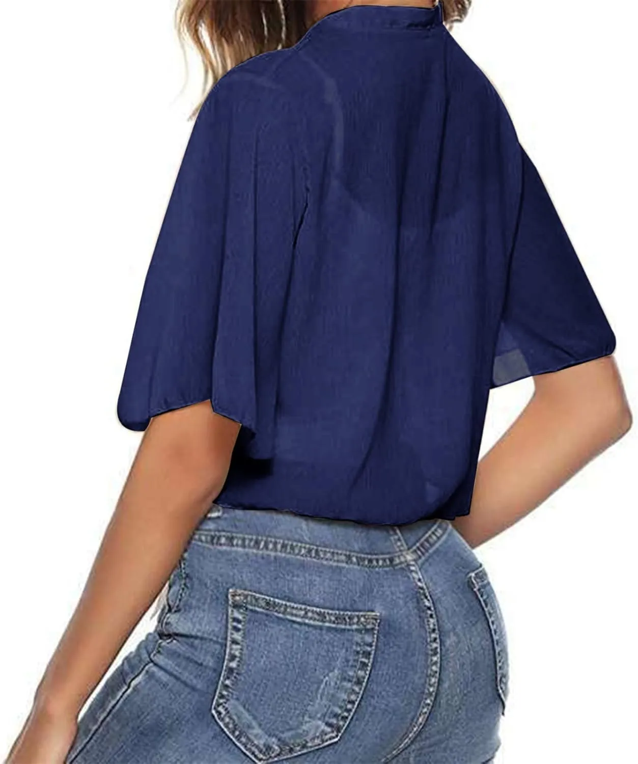 Corset Top Women's Soft Chiffon Shawl Wraps for Evening Dress Wedding Cape Casual Flapper Solid Short Sleeves