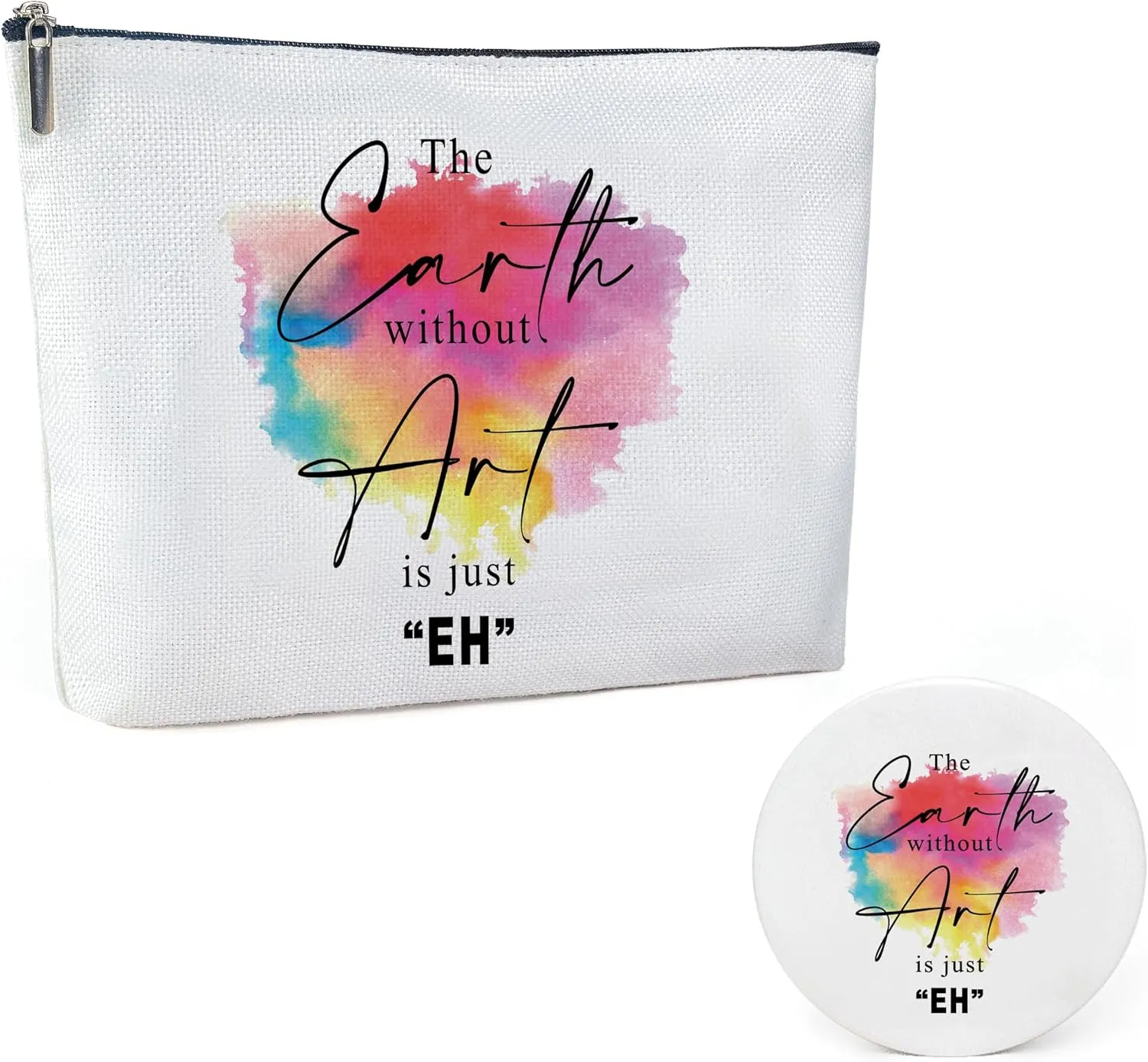 Cotton Canvas Makeup Bag, Art Gifts for Women, Art Teacher Appreciation Gifts, Graduation Gifts for Her, Christmas Gifts, Travel Makeup Bag-MKB02
