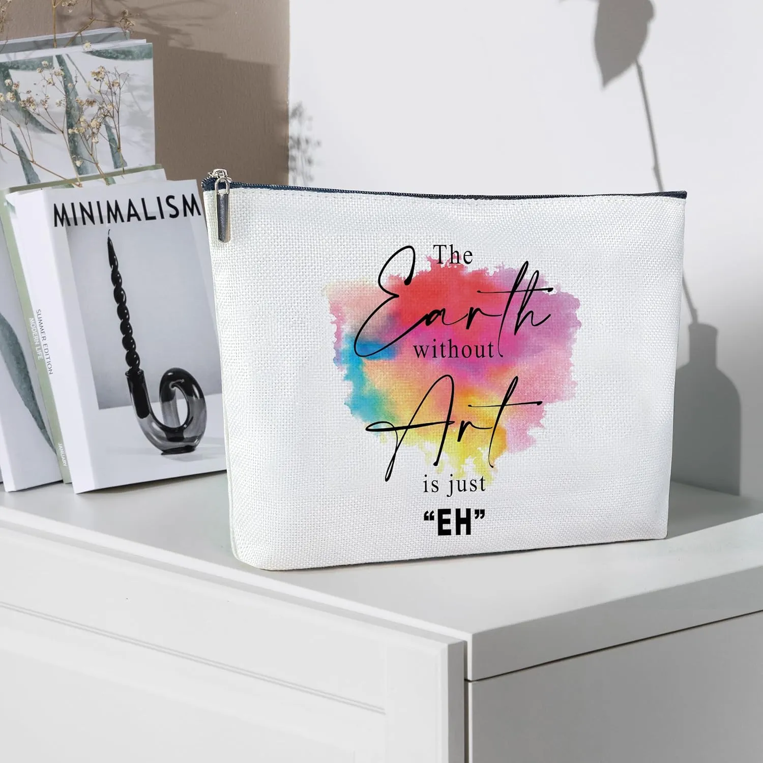 Cotton Canvas Makeup Bag, Art Gifts for Women, Art Teacher Appreciation Gifts, Graduation Gifts for Her, Christmas Gifts, Travel Makeup Bag-MKB02