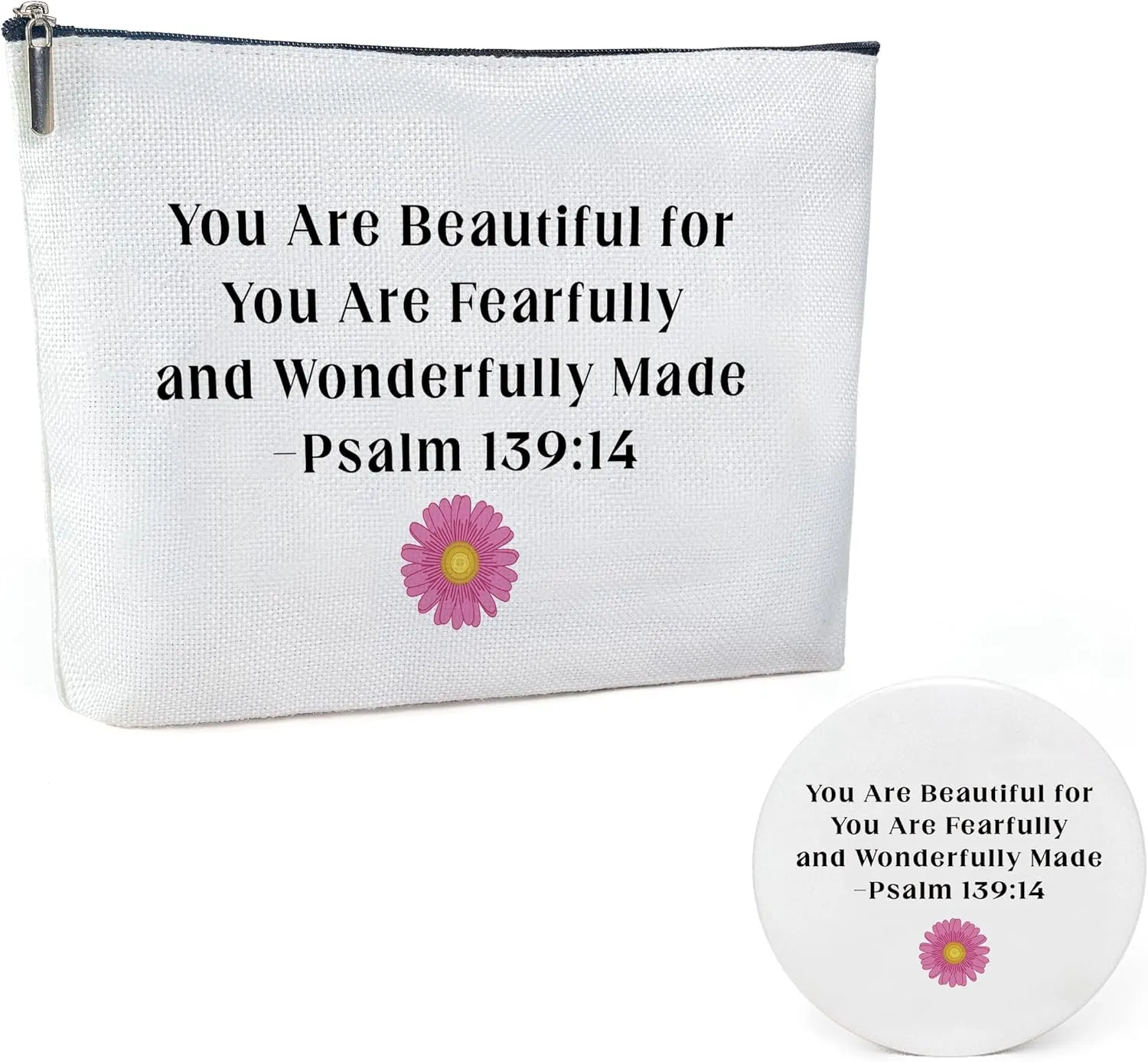 Cotton Canvas Makeup Bag, Christian Bags for Women, Inspirational Religious Gifts, Graduation Gifts for Her Christmas Gifts, Travel Makeup Bag-MKB01