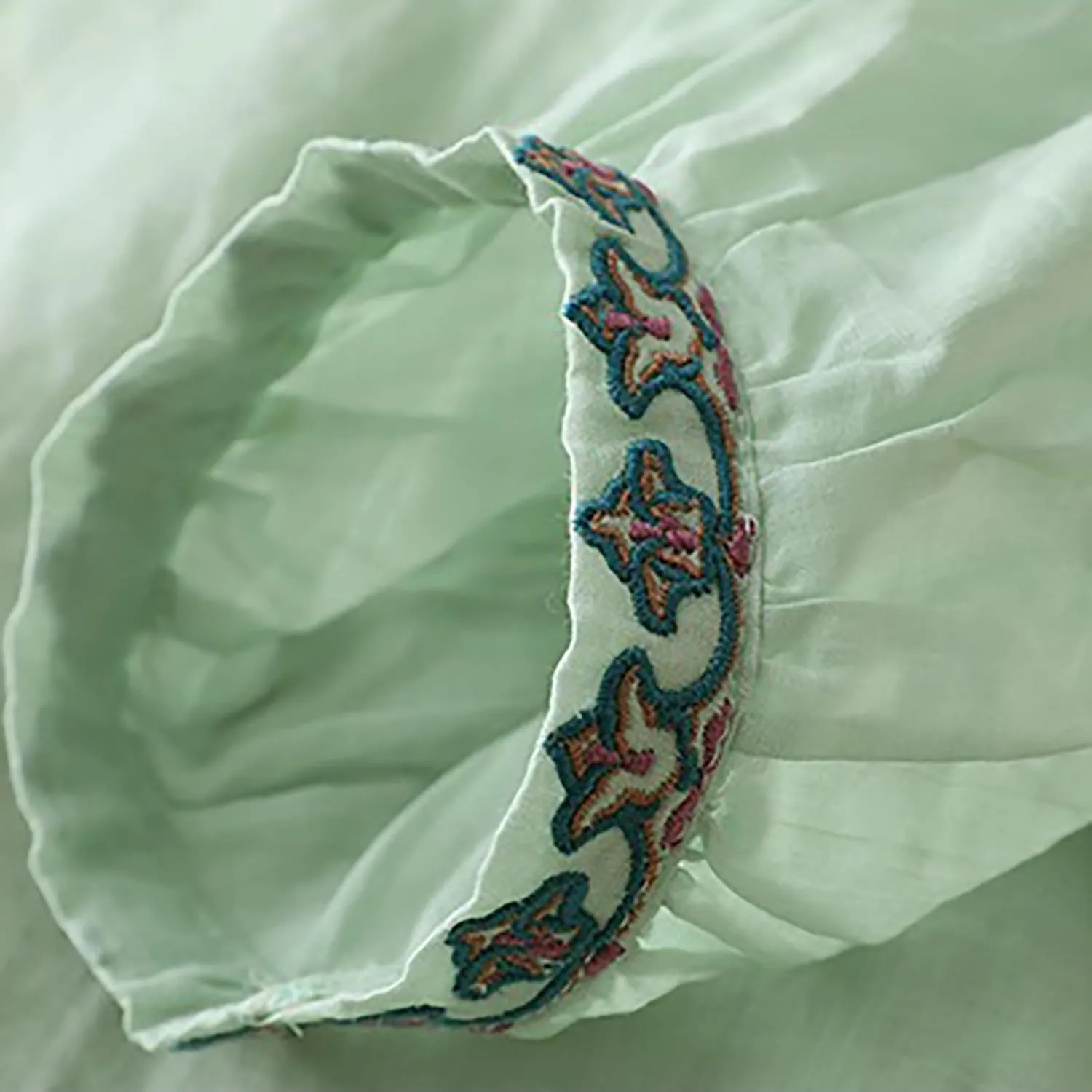Cotton Linen Shirts for Women 2025 Trendy Summer Floral Embroidered 3/4 Sleeve Flowy Blouse Dressy Casual Boho Tops