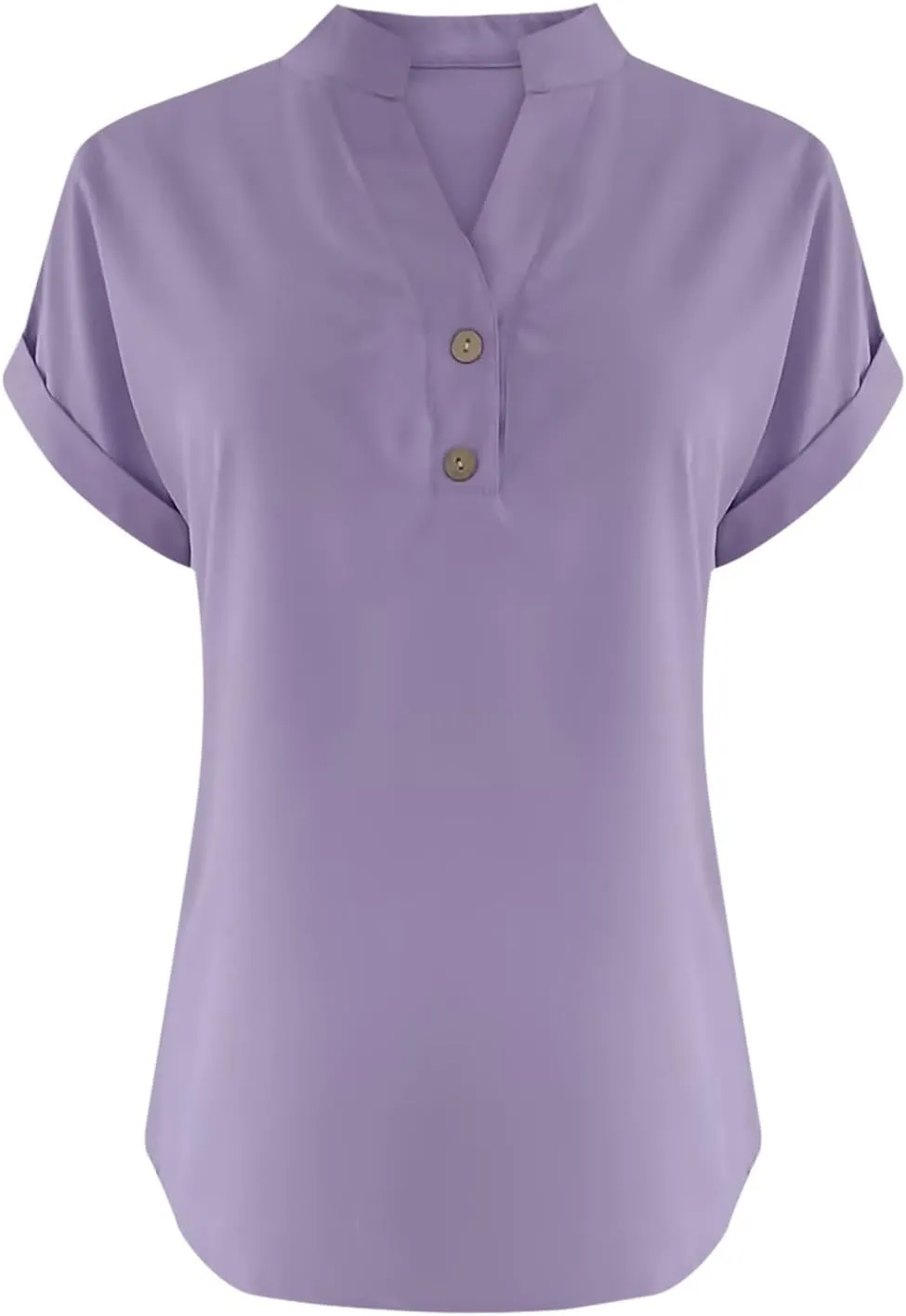 Cotton T Shirts Women Casual Short Sleeve Button V Neck Tops Loose Fit Basic Business Summer Boho Tee Shirt