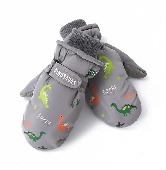 Creative Ski Gloves Cartoon Little Dinosaur Fleece-lined Warm