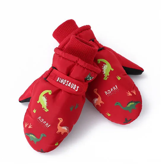 Creative Ski Gloves Cartoon Little Dinosaur Fleece-lined Warm