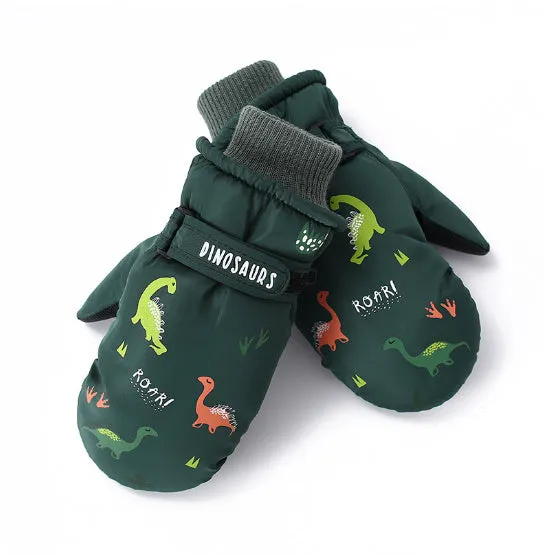 Creative Ski Gloves Cartoon Little Dinosaur Fleece-lined Warm
