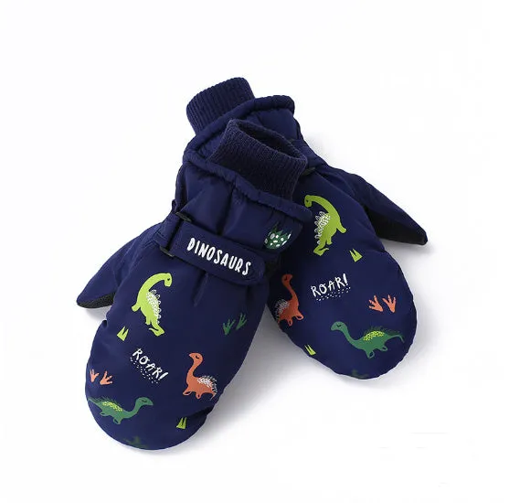 Creative Ski Gloves Cartoon Little Dinosaur Fleece-lined Warm