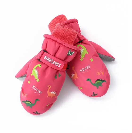 Creative Ski Gloves Cartoon Little Dinosaur Fleece-lined Warm