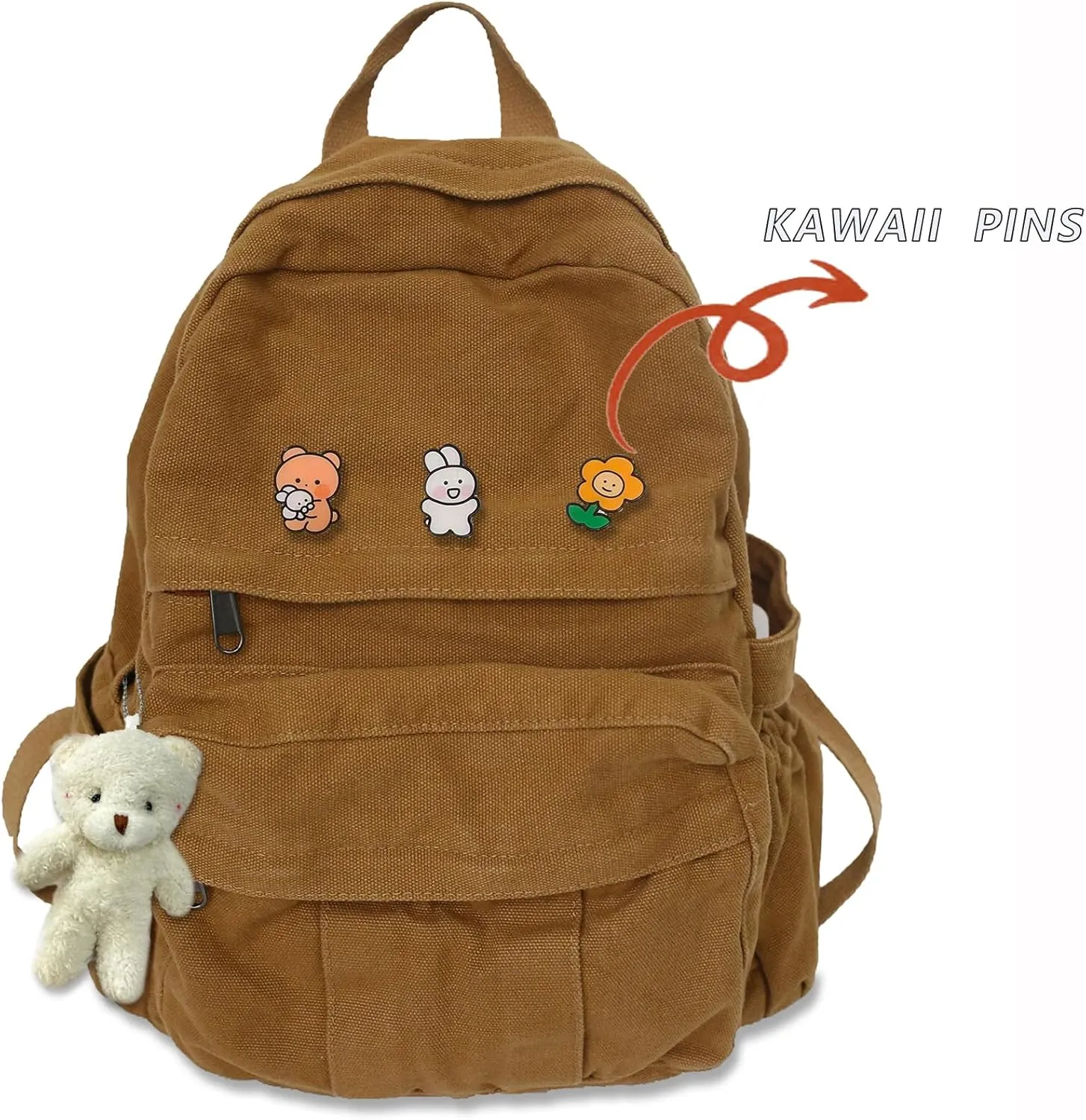 Cute Canvas Backpacks for Women Girls, Aesthetic Laptop Bookbag Vintage Backpack for College High School, Brown