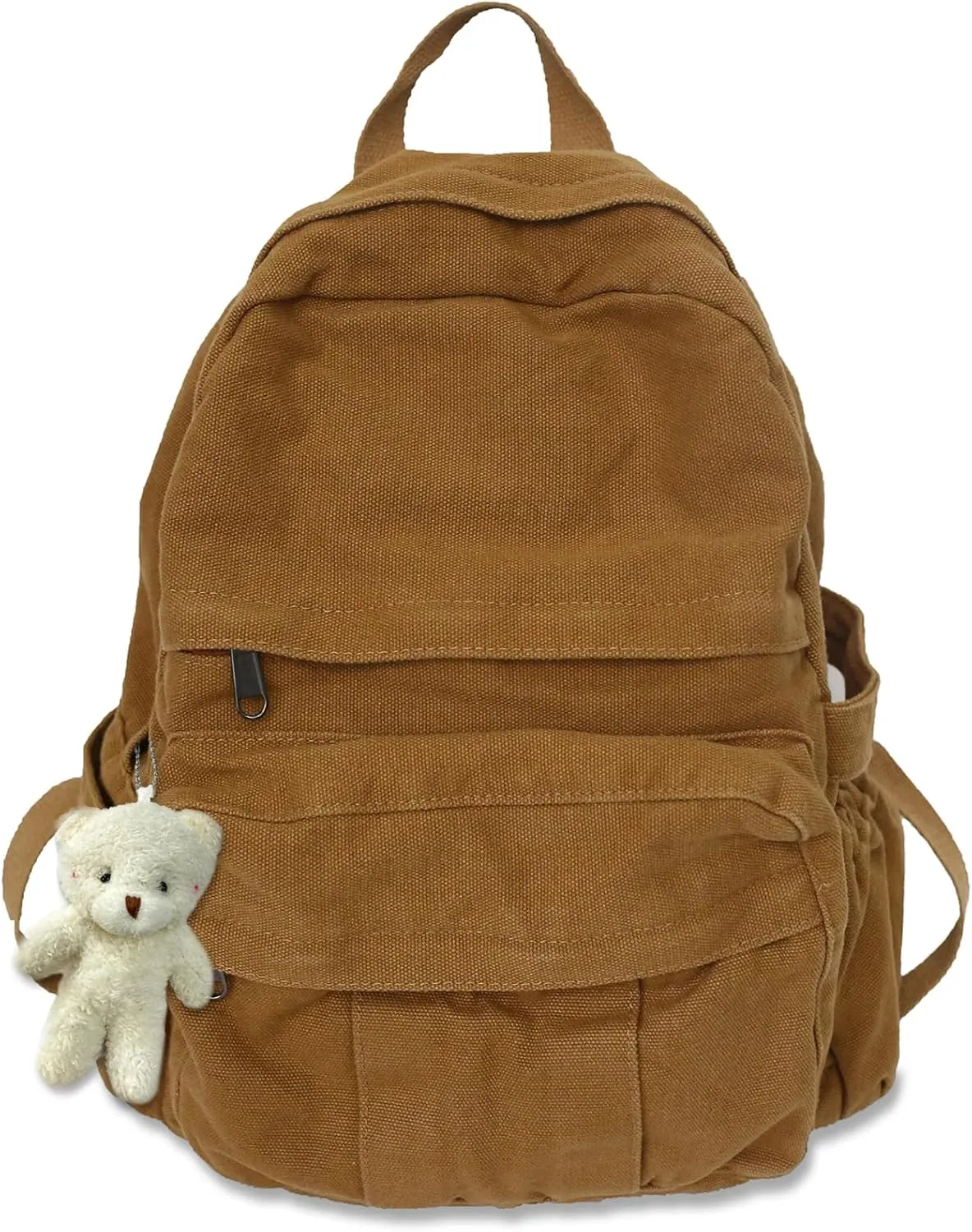 Cute Canvas Backpacks for Women Girls, Aesthetic Laptop Bookbag Vintage Backpack for College High School, Brown