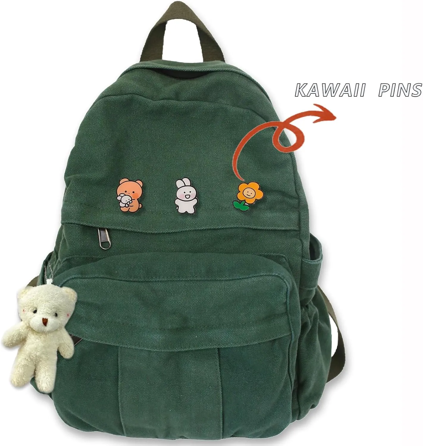 Cute Canvas Backpacks for Women Girls, Aesthetic Laptop Bookbag Vintage Backpack for College High School