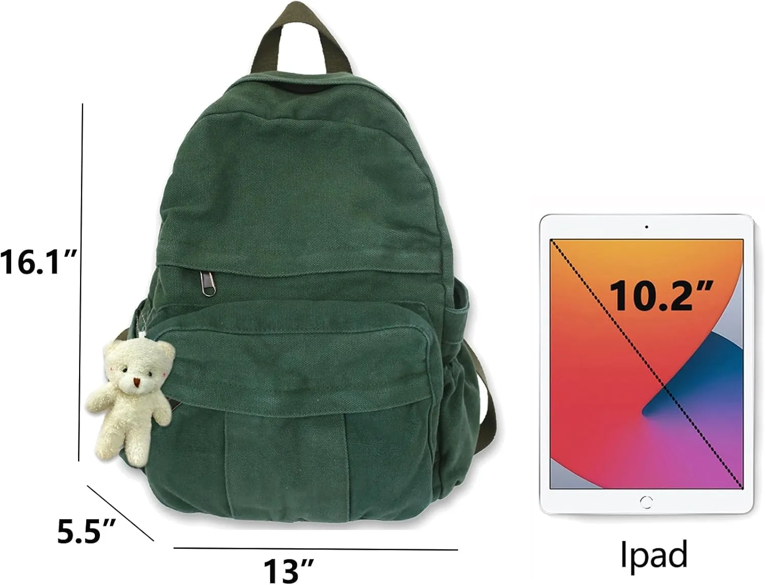 Cute Canvas Backpacks for Women Girls, Aesthetic Laptop Bookbag Vintage Backpack for College High School
