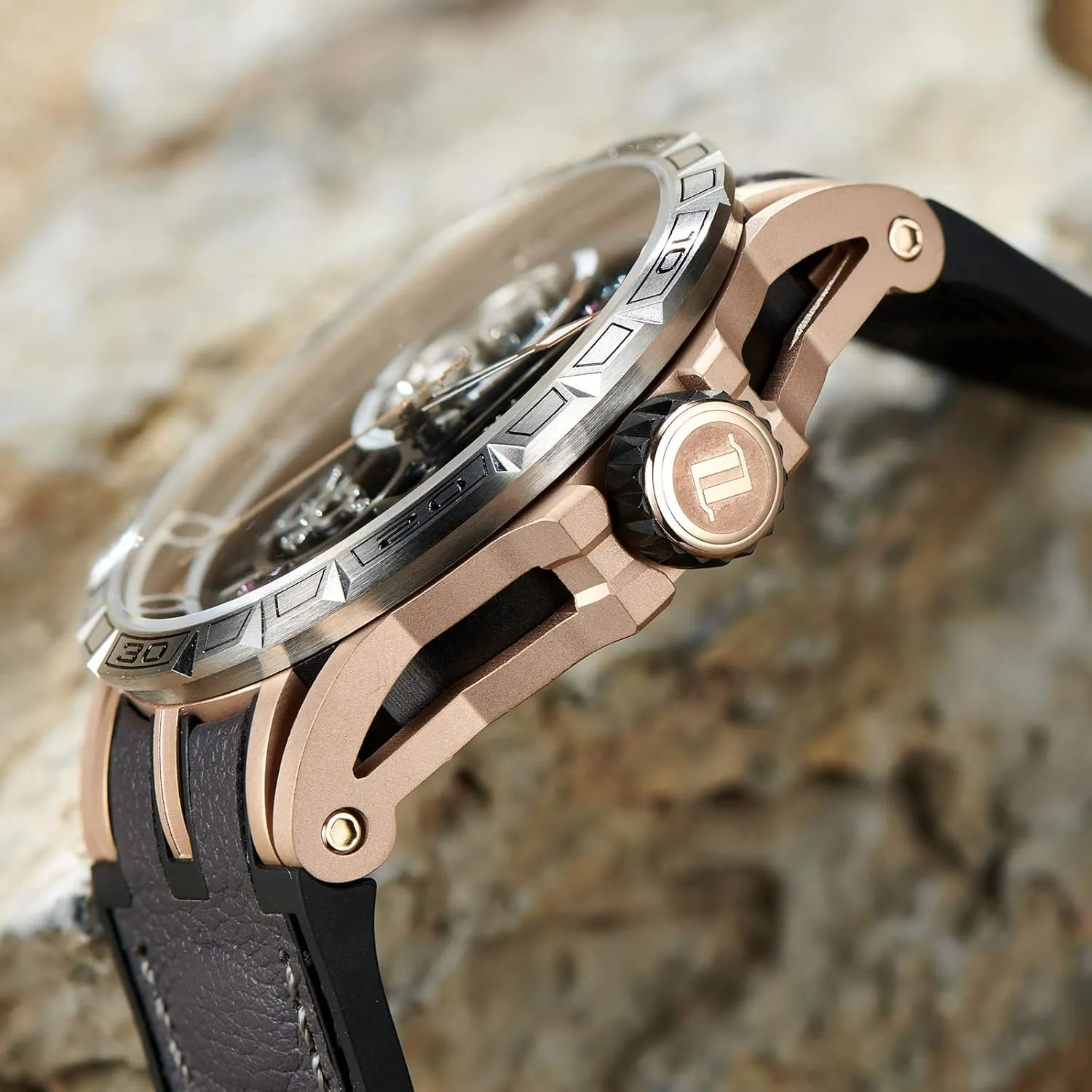 Designer Automatic Steel Watches Skeleton Dial Top Brand Luxury Wrist Watch Leather LM