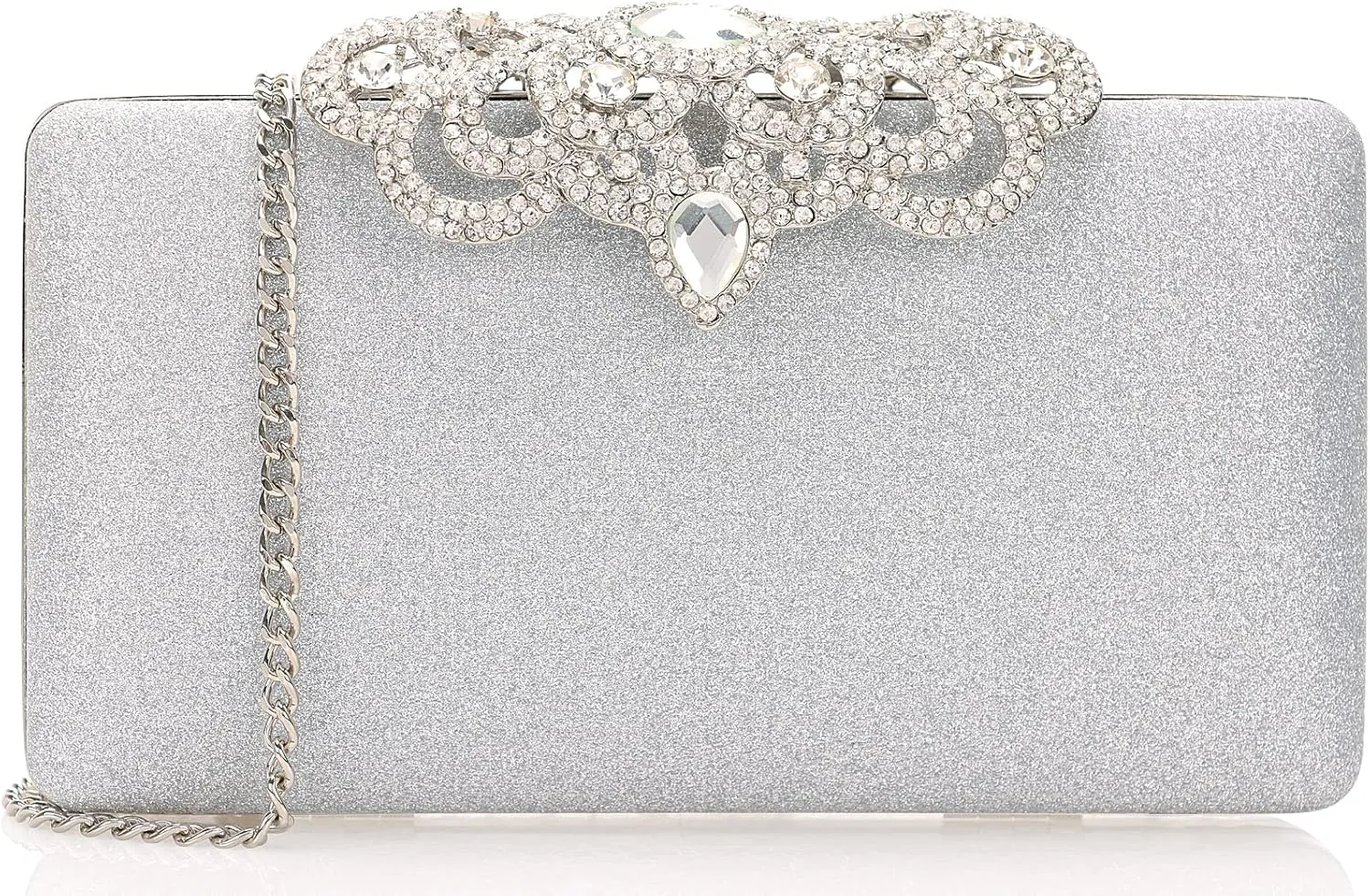 Dexmay Rhinestone Clutch Bag with Crystal Crown Clasp Women Evening Handbag Formal Party Purse