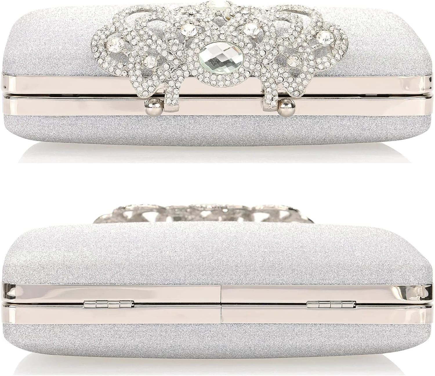 Dexmay Rhinestone Clutch Bag with Crystal Crown Clasp Women Evening Handbag Formal Party Purse