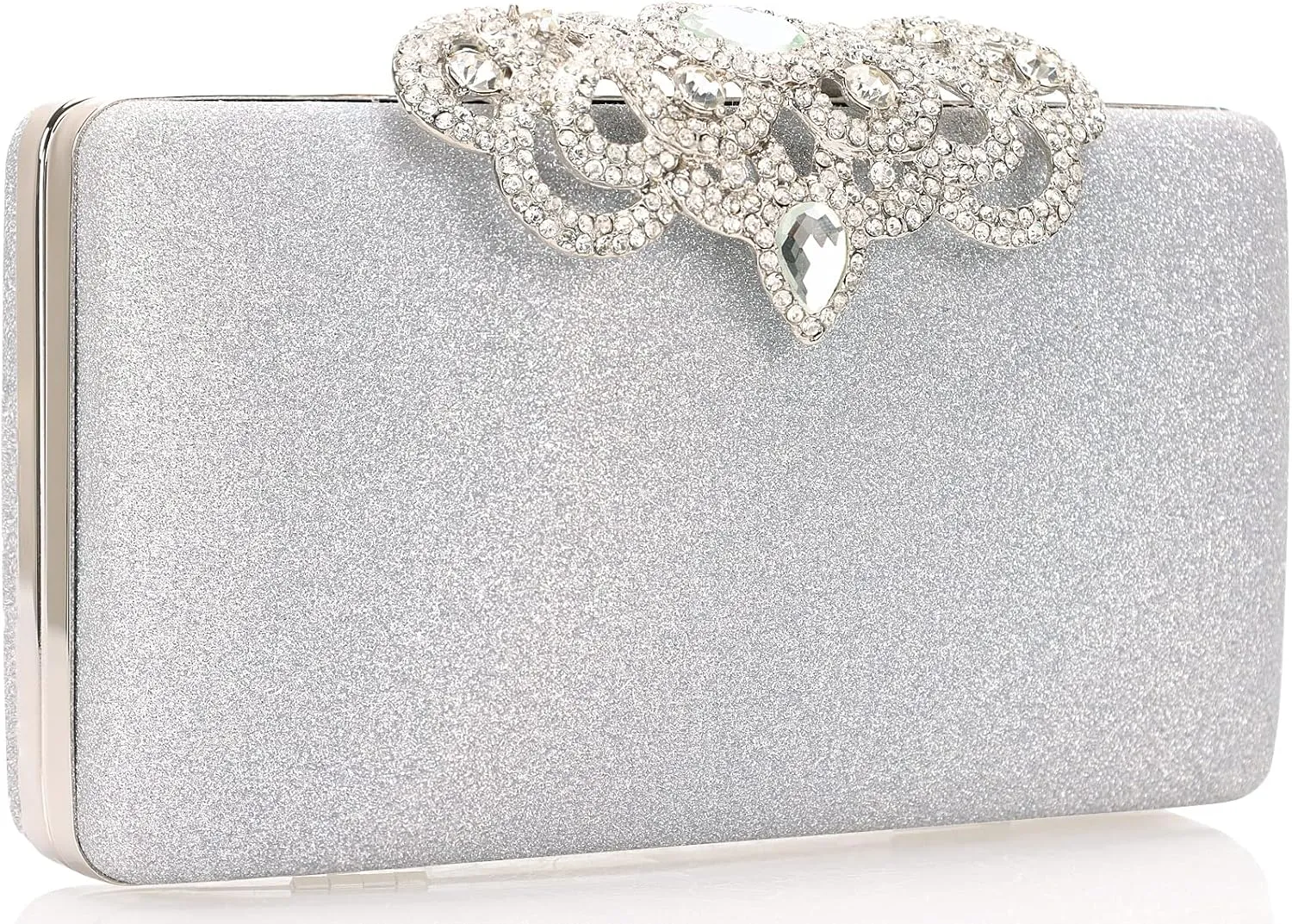 Dexmay Rhinestone Clutch Bag with Crystal Crown Clasp Women Evening Handbag Formal Party Purse