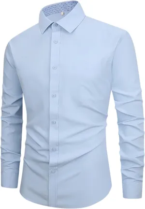 Dgoopd Business Dress Shirts for Men Wrinkle Resistant Button Down Shirt Long Sleeve Regular Fit Dress Shirts