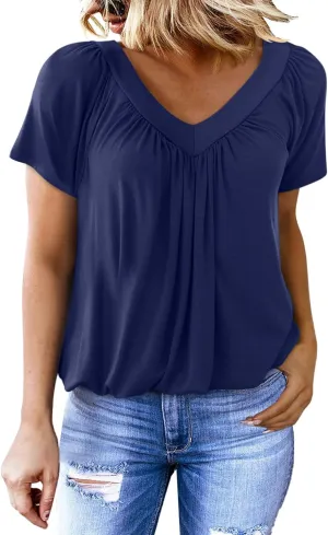 Dokotoo Women's Casual Summer T Shirts Short Sleeve V Neck Tops Tshirts