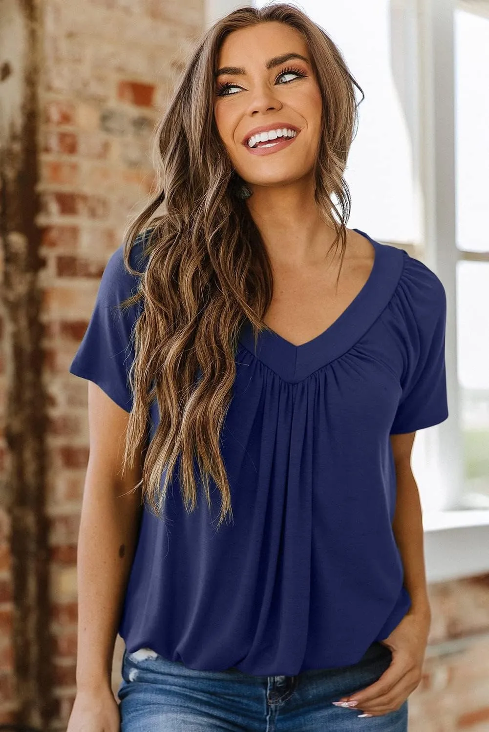 Dokotoo Women's Casual Summer T Shirts Short Sleeve V Neck Tops Tshirts