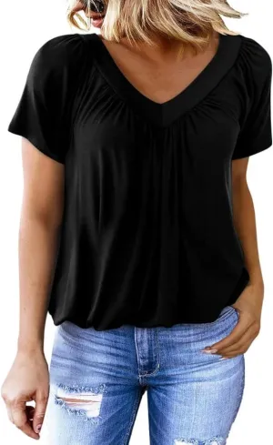 Dokotoo Women's Casual Summer T Shirts Short Sleeve V Neck Tops Tshirts