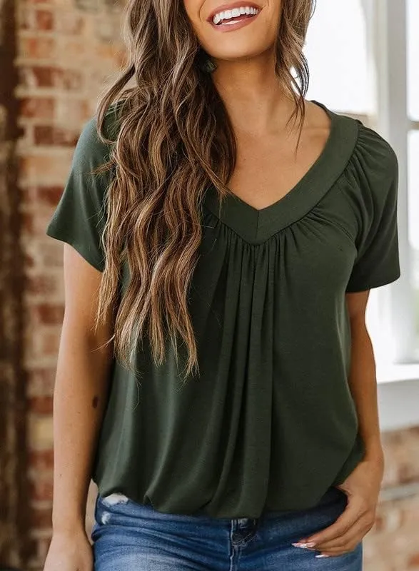 Dokotoo Women's Casual Summer T Shirts Short Sleeve V Neck Tops Tshirts