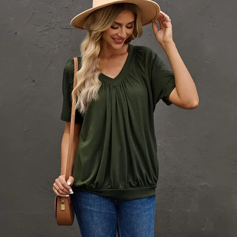 Dokotoo Women's Casual Summer T Shirts Short Sleeve V Neck Tops Tshirts