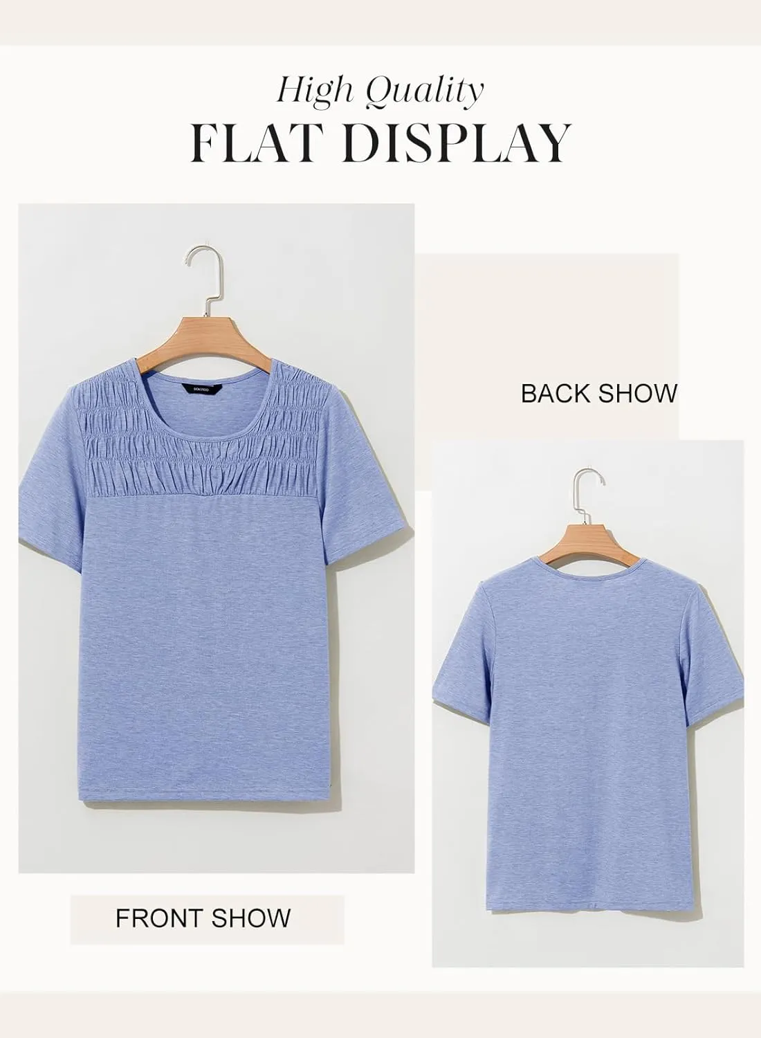 Dokotoo Women's Short Sleeve Tops Casual Summer Lightweight Crewneck Solid Color Basic Loose T Shirts Blouses