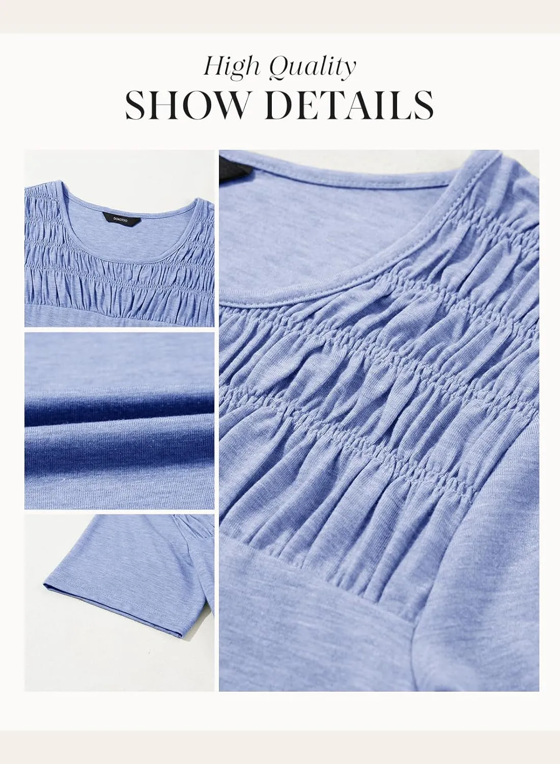 Dokotoo Women's Short Sleeve Tops Casual Summer Lightweight Crewneck Solid Color Basic Loose T Shirts Blouses