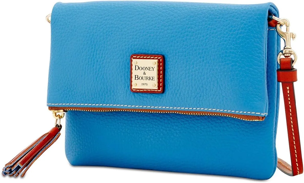 Dooney & Bourke Women's Foldover Zip Crossbody in Pebble Grain Leather, Small Sized Handbag with Adjustable Shoulder Strap