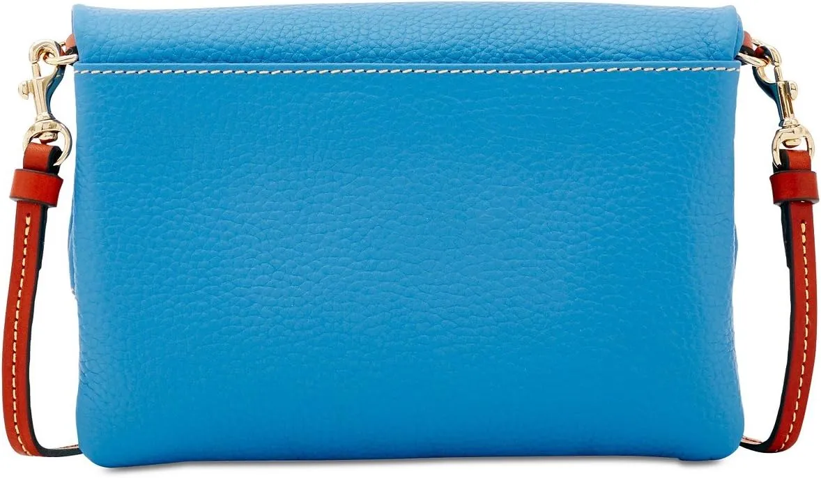 Dooney & Bourke Women's Foldover Zip Crossbody in Pebble Grain Leather, Small Sized Handbag with Adjustable Shoulder Strap