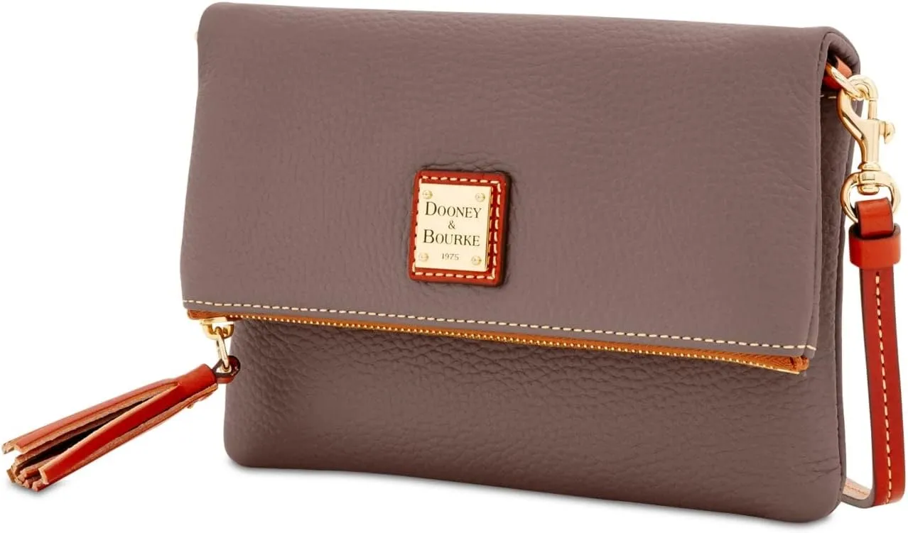 Dooney & Bourke Women's Foldover Zip Crossbody in Pebble Grain Leather, Small Sized Handbag with Adjustable Shoulder Strap