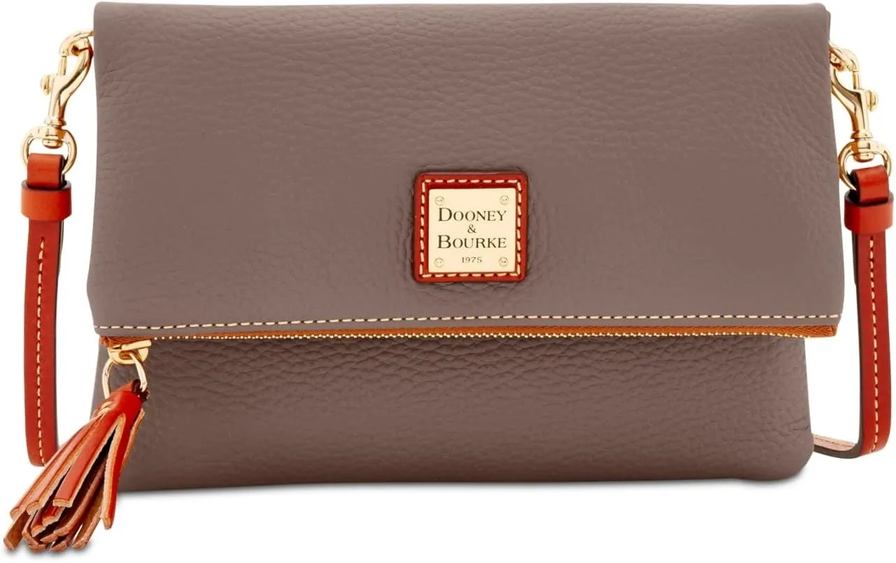 Dooney & Bourke Women's Foldover Zip Crossbody in Pebble Grain Leather, Small Sized Handbag with Adjustable Shoulder Strap