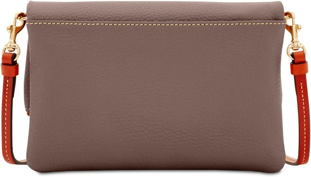 Dooney & Bourke Women's Foldover Zip Crossbody in Pebble Grain Leather, Small Sized Handbag with Adjustable Shoulder Strap