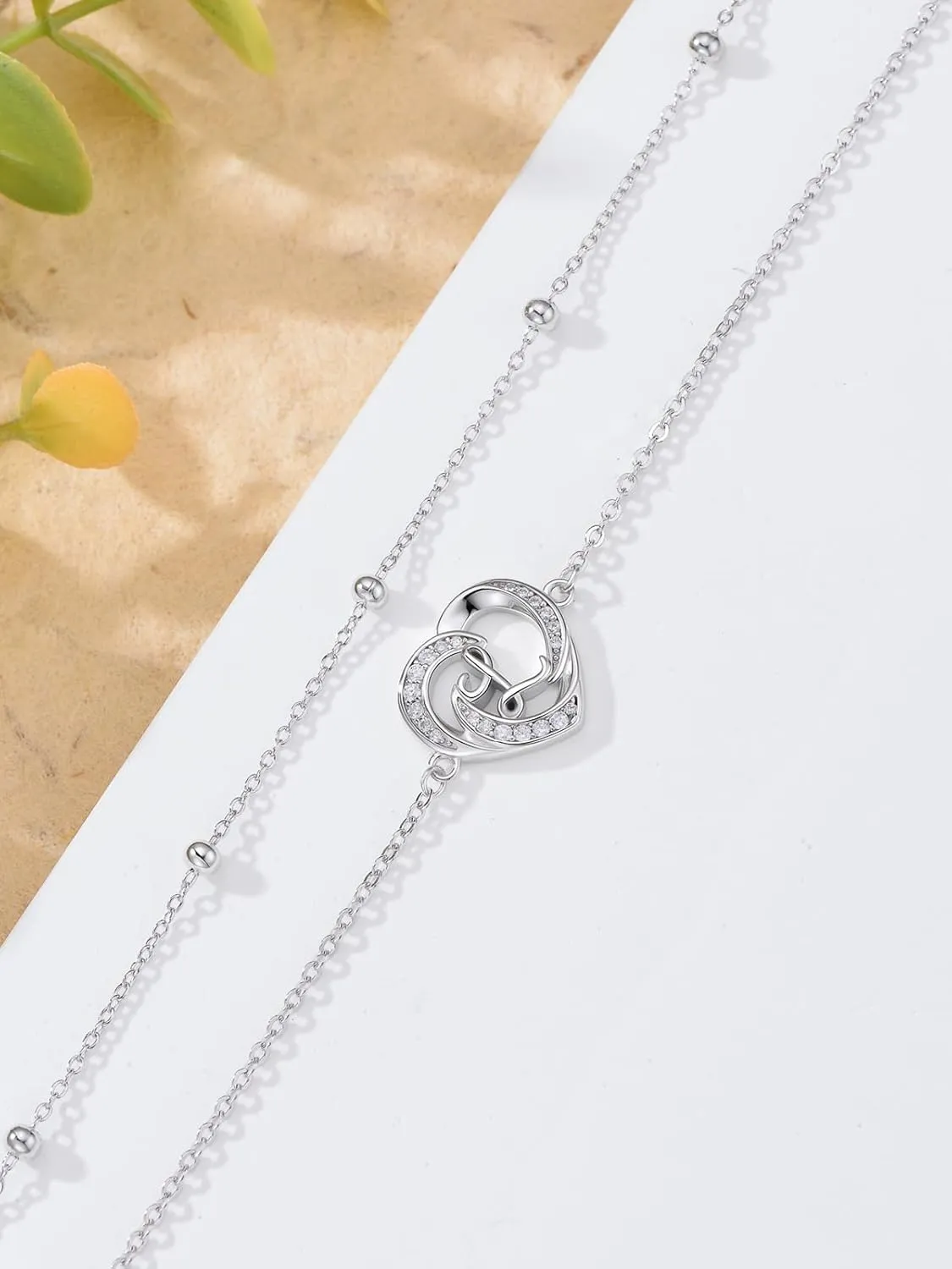 Dorunmo Initial Anklet 925 Sterling Silver Letter A-Z Layered Heart Anklet Beach Jewelry Birthday Gifts for Women
