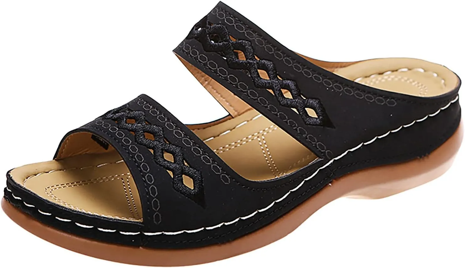 Eduavar Sandals for Women Casual Summer, Orthopedic Sandals for Women Comfortable Open Toe Sandals Casual Beach Slippers