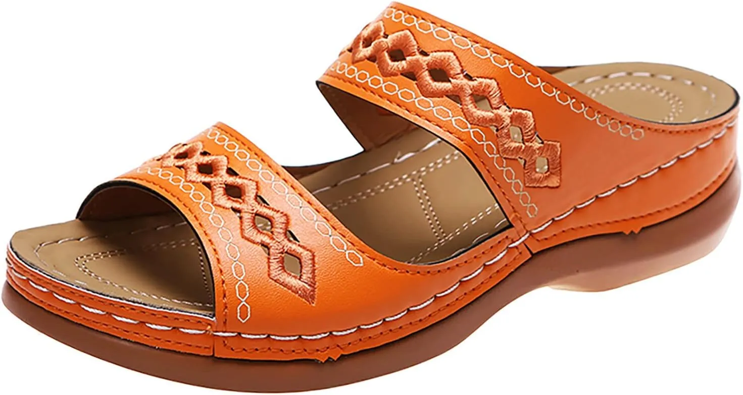Eduavar Sandals for Women Casual Summer, Orthopedic Sandals for Women Comfortable Open Toe Sandals Casual Beach Slippers
