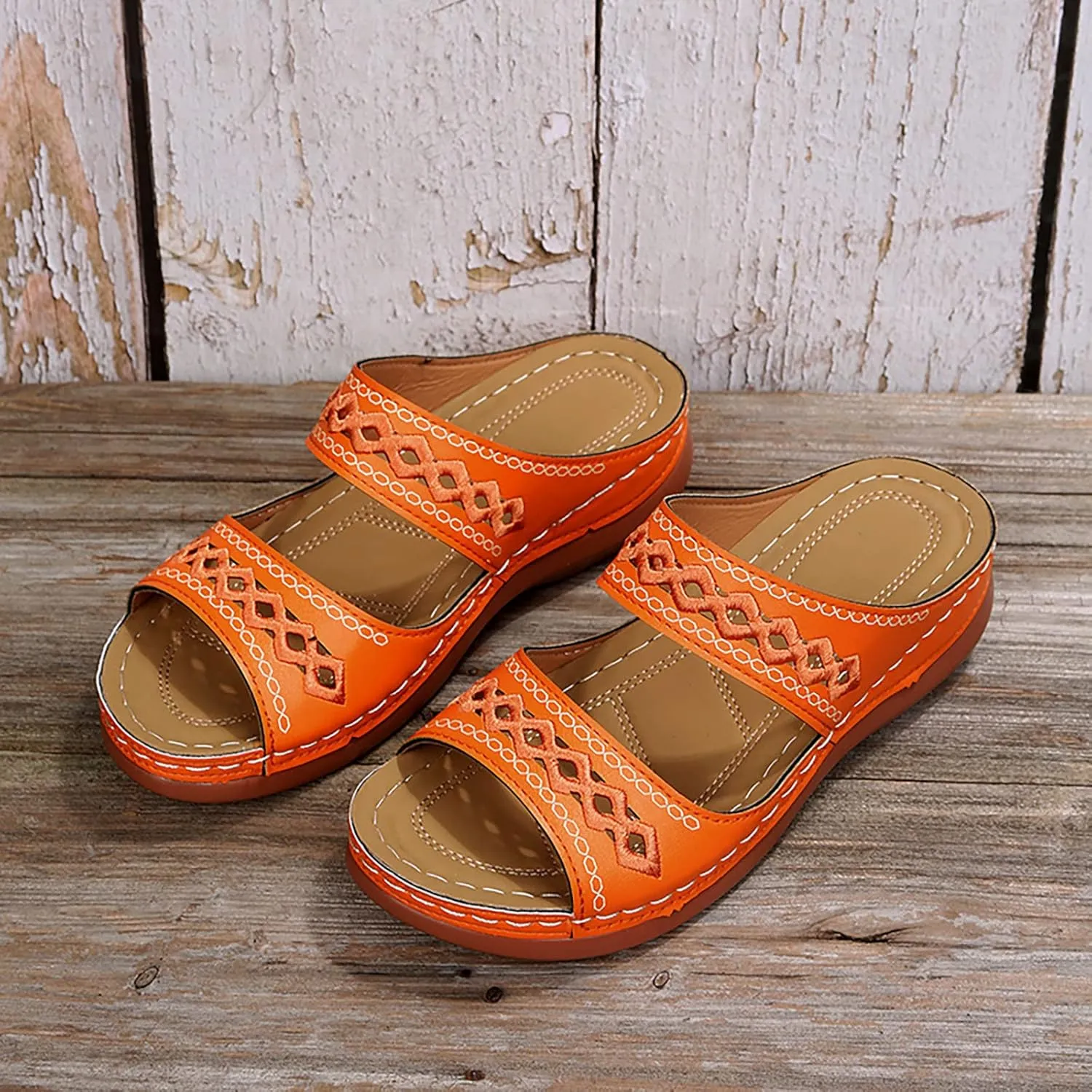 Eduavar Sandals for Women Casual Summer, Orthopedic Sandals for Women Comfortable Open Toe Sandals Casual Beach Slippers