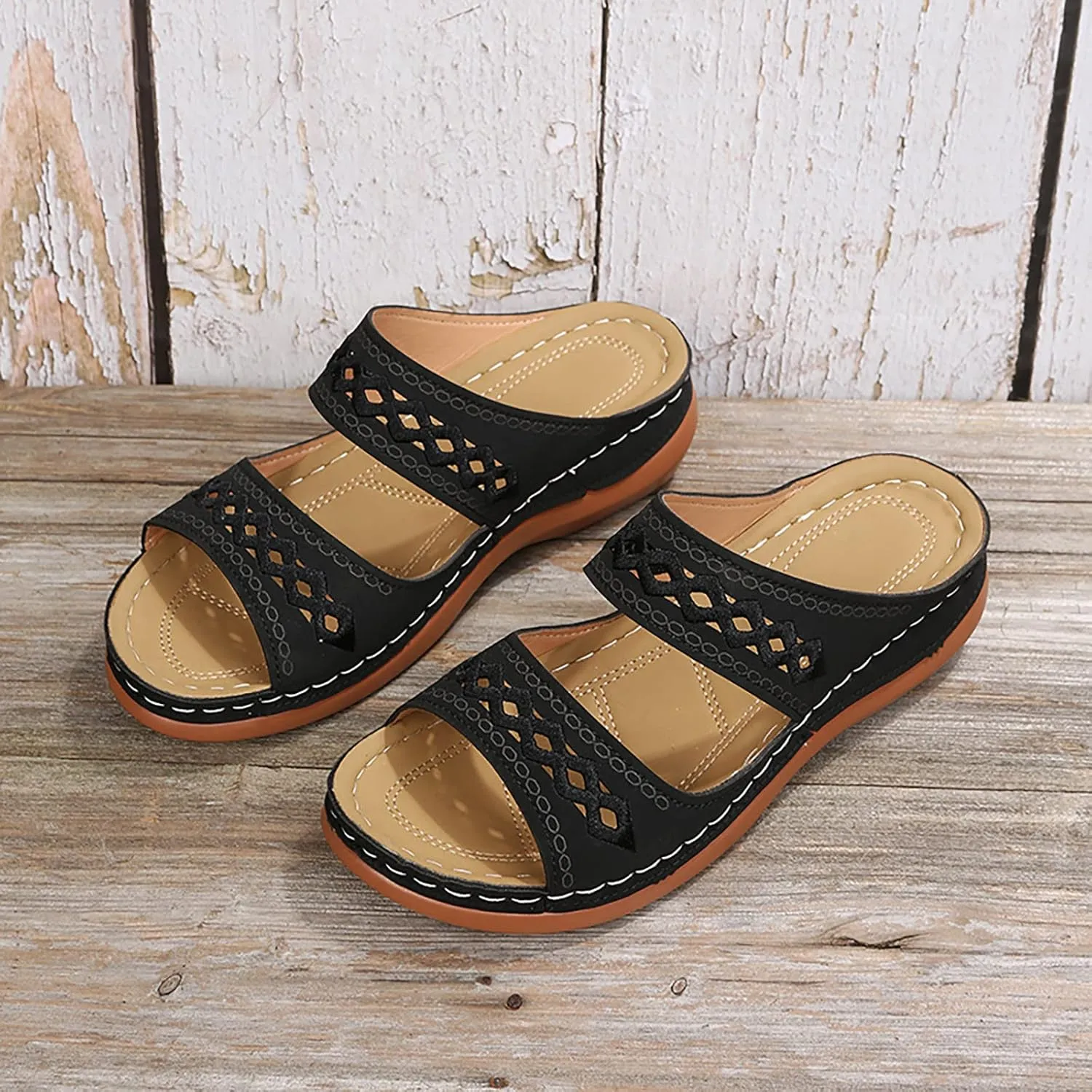 Eduavar Sandals for Women Casual Summer, Orthopedic Sandals for Women Comfortable Open Toe Sandals Casual Beach Slippers