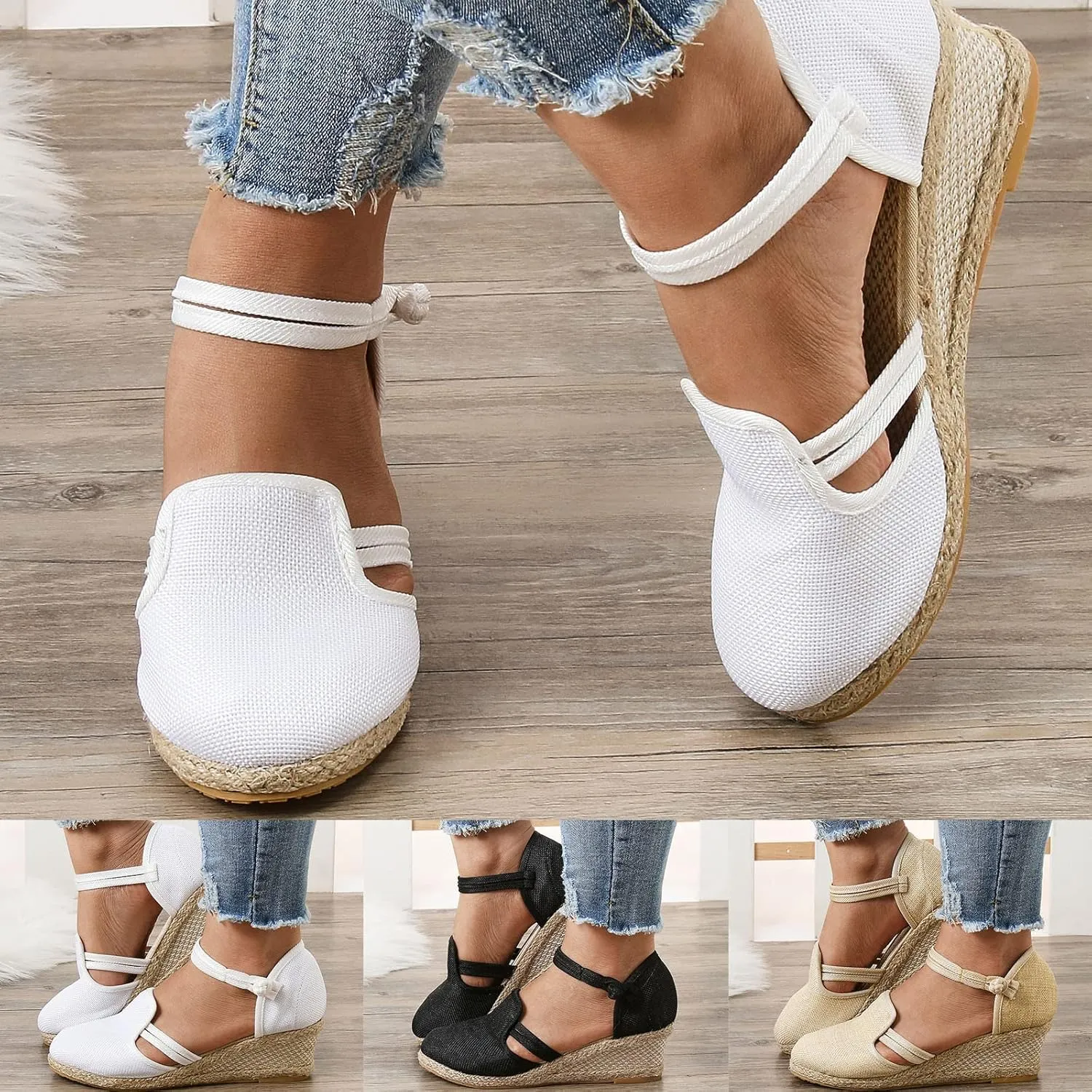 Eduavar Sandals for Women Dressy, Orthopedic Sandals for Women Comfy Sandals Shoes Close Toe Espadrille Wedge Sandals