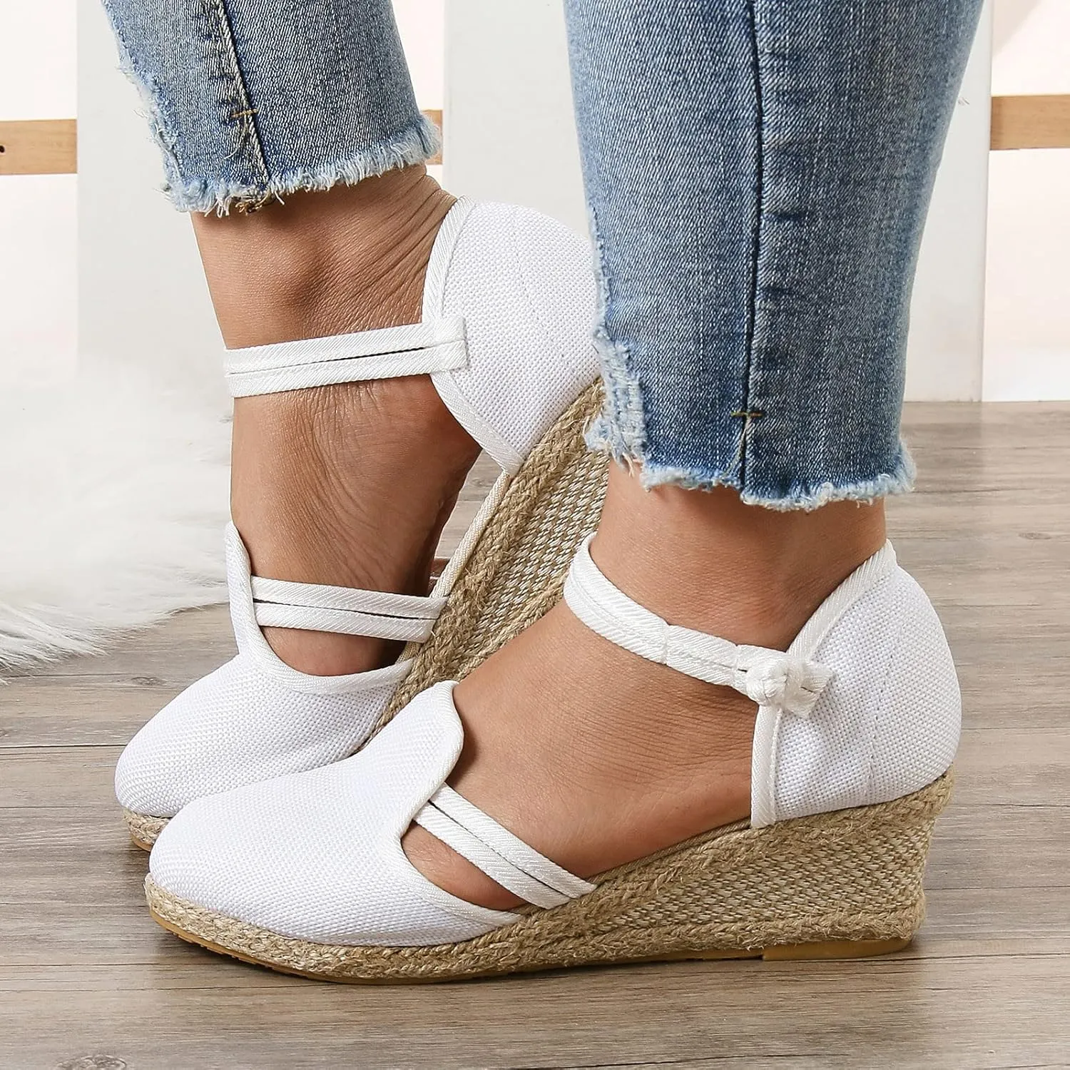 Eduavar Sandals for Women Dressy, Orthopedic Sandals for Women Comfy Sandals Shoes Close Toe Espadrille Wedge Sandals