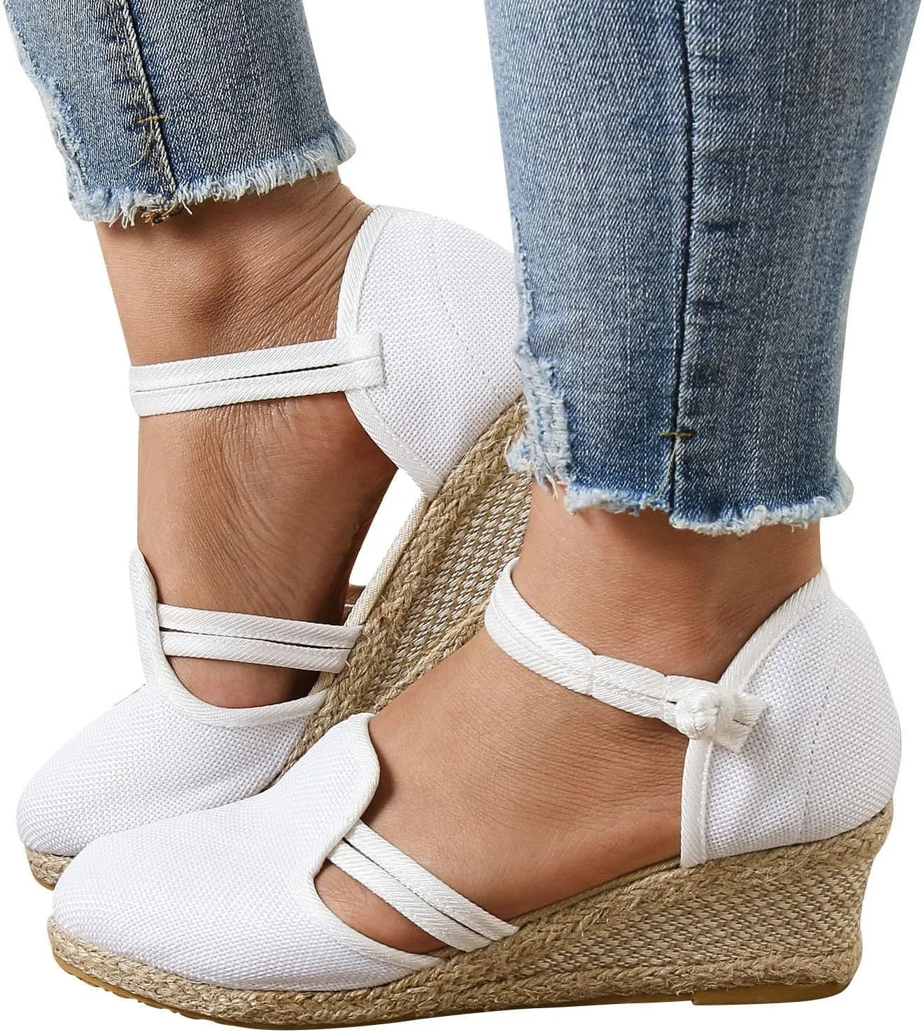 Eduavar Sandals for Women Dressy, Orthopedic Sandals for Women Comfy Sandals Shoes Close Toe Espadrille Wedge Sandals