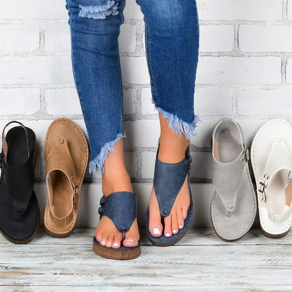 Eduavar Sandals Women Comfortable, Sandals Women Dressy Summer Comfy Soft Flip Flops Flat Sandals with Ankle Strap