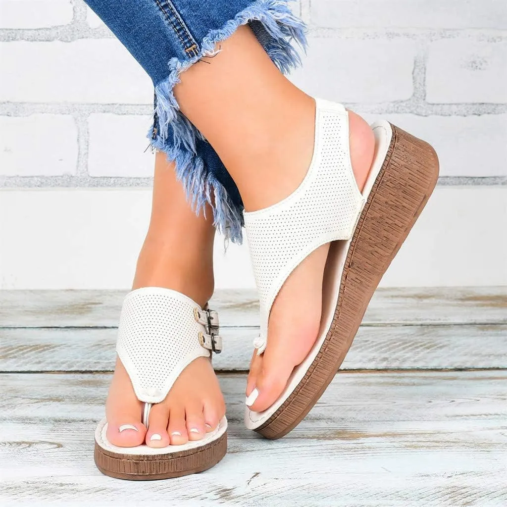 Eduavar Sandals Women Comfortable, Sandals Women Dressy Summer Comfy Soft Flip Flops Flat Sandals with Ankle Strap