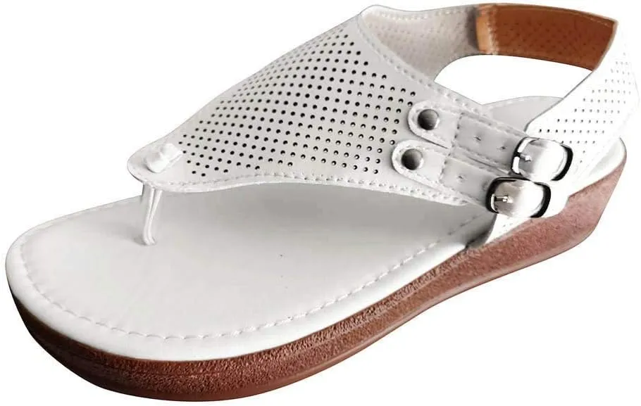 Eduavar Sandals Women Comfortable, Sandals Women Dressy Summer Comfy Soft Flip Flops Flat Sandals with Ankle Strap