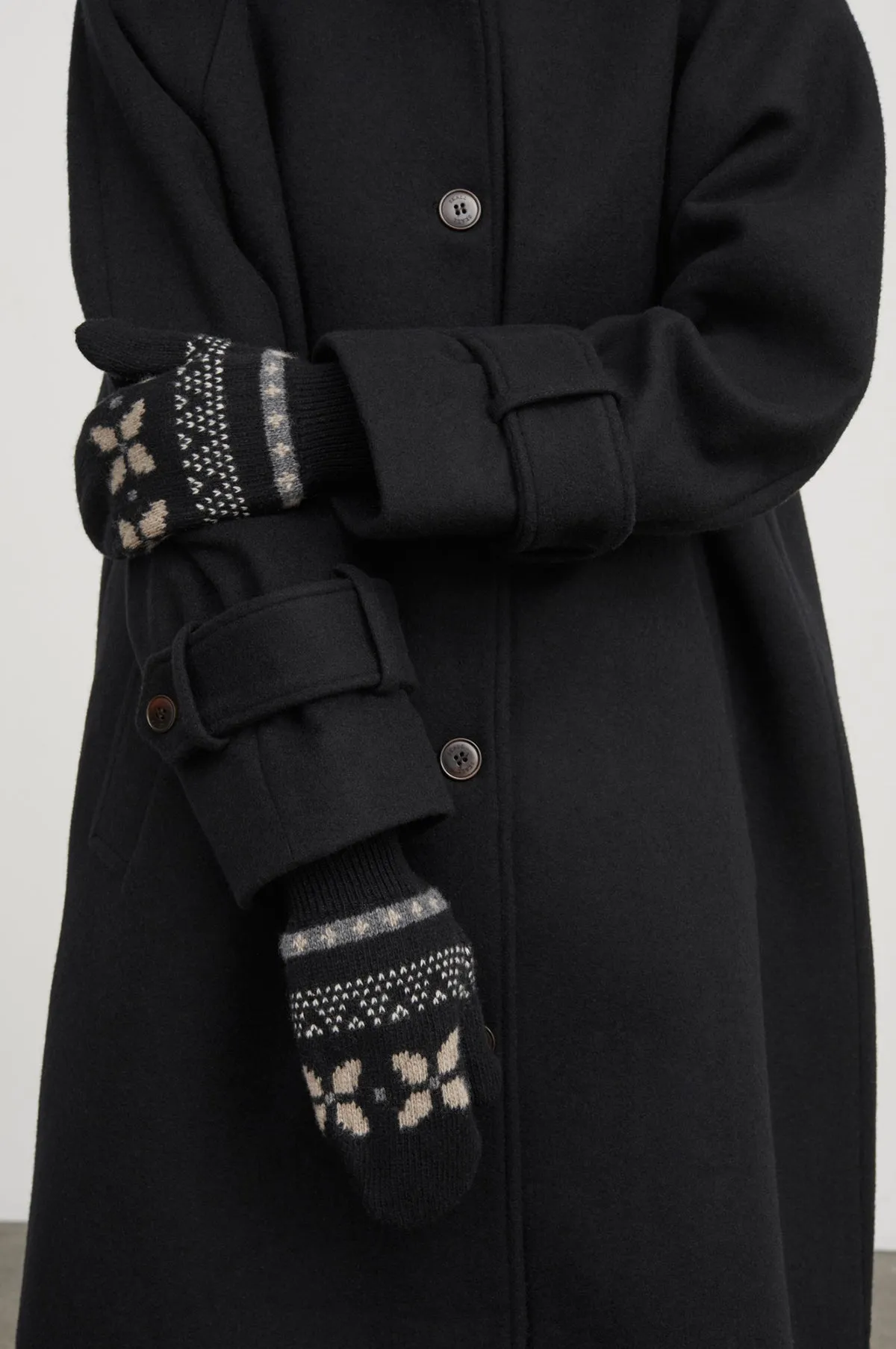 Elin Mittens Black/Grey Jacquard